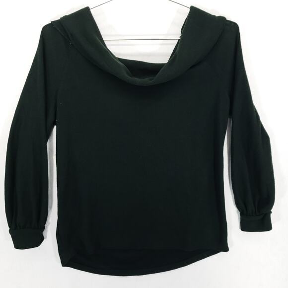 Ana Shirt Womens Small Green Long Sleeve Cowl Neck Off The Shoulder Casual Top - Picture 6 of 6